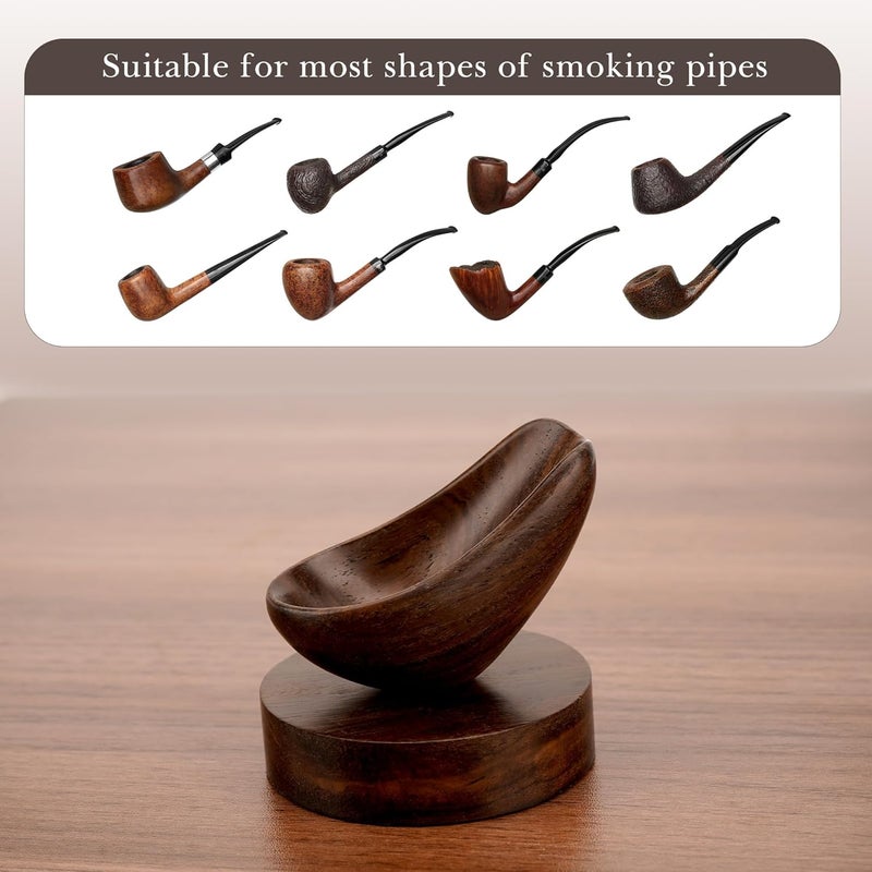 Linkidea Ebony Wood Smoking Pipe Stand, Portable Tobacco Pipe Holder Rack for Men, Wooden Rest Compatible with Most Pipes, Classic Smoking Accessories - Image 5